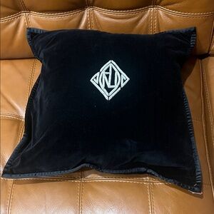 Ralph Lauren Home accent throw Pillow . Black Velvet, embroidered.